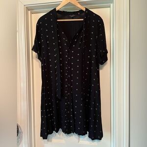 Knot Sisters Black and Gold Button Up Dress